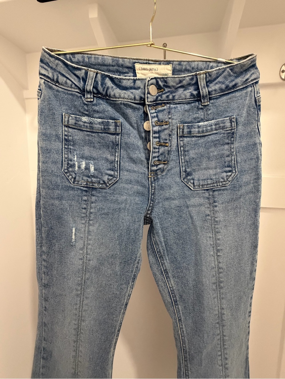 Madewell Light Blue High-Rise Button-Fly Jeans with Patch Front Pockets